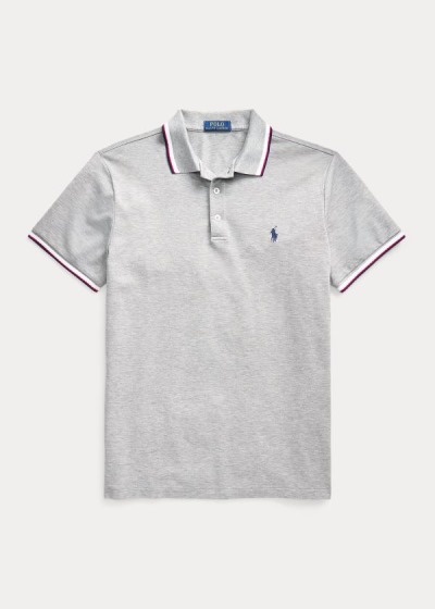 Polos Polo Ralph Lauren Hombre Grises - Custom Slim Stretch Mesh - CTADH5689